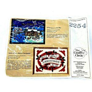 Vintage 1986  Santa in the Sky EMBROIDERY KIT The Creative Circle 2254